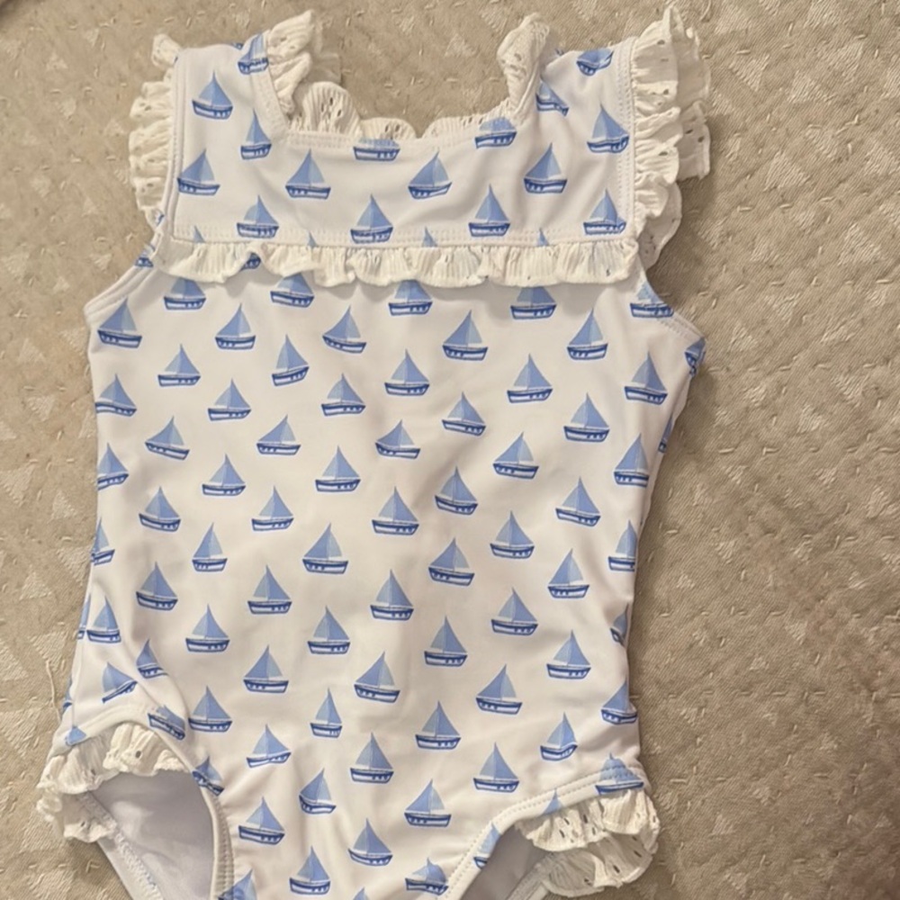 Boghill Collection Sailboat Swimsuit with Ruffles (must see back) 9m